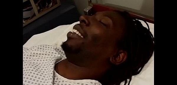  Horny black nurse Desire Devil Len rides black stud on his hospital bed
